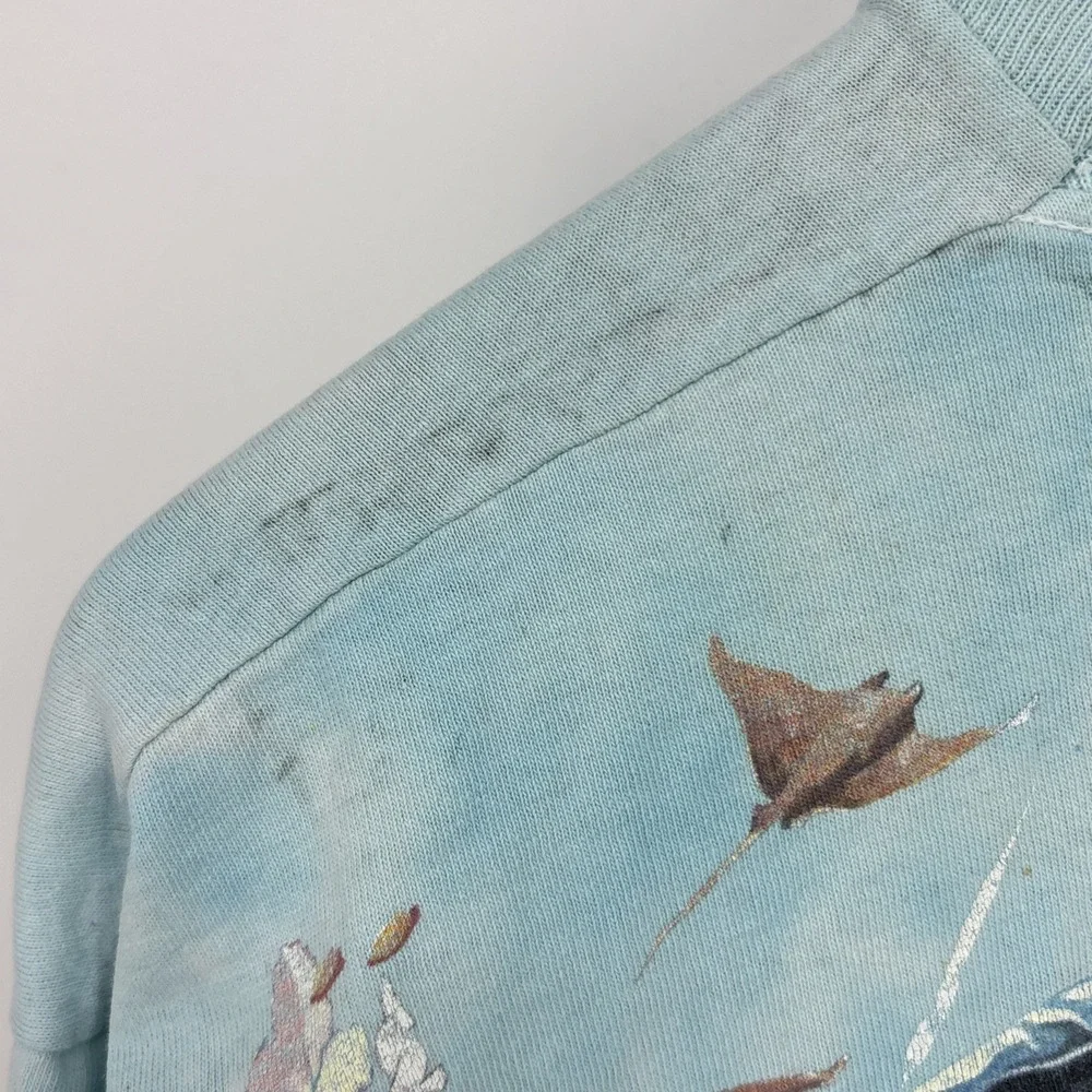Under The Sea Tie Dye Shirt Ocean OG Liquid Blue 1990 XL Half Baked‎